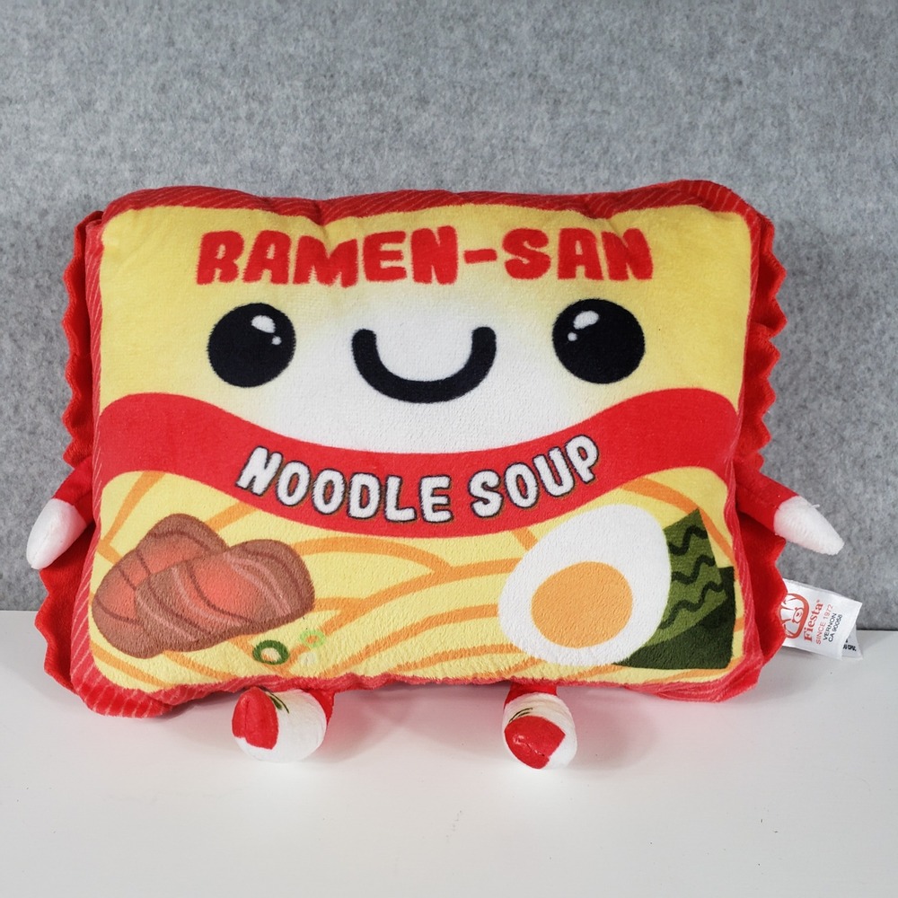 Fiesta Ramen-San Noodle Soup Plush 9" Red Kawaii Food Pillow Noodlez Toy EUC